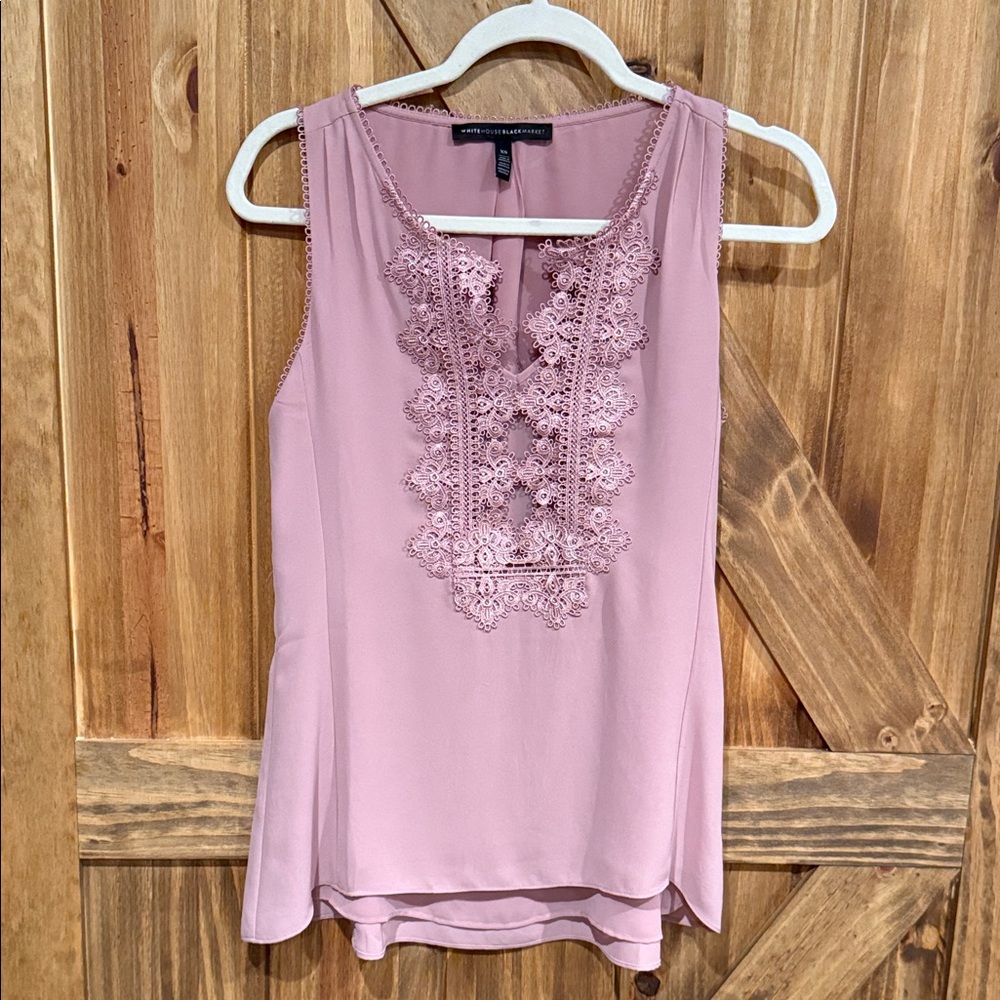 White House Black Market Mauve Lace Blouse
